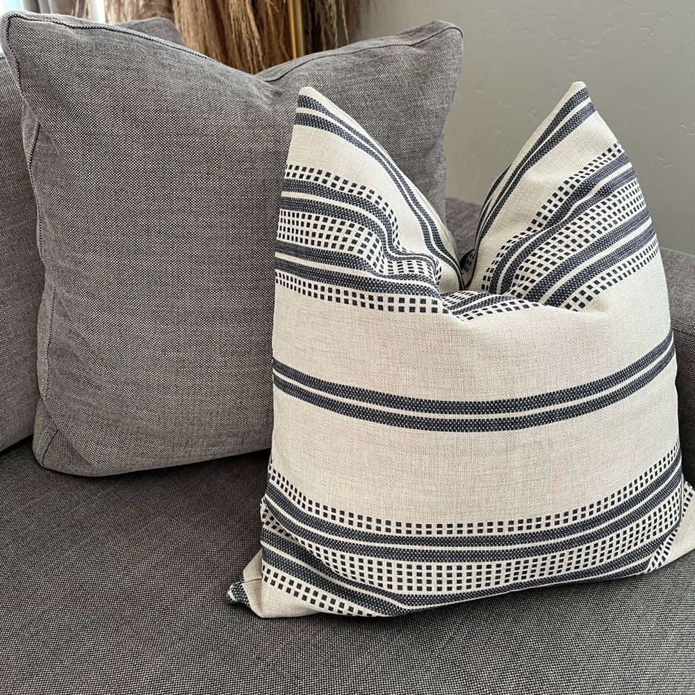 20”x 20” Navy Striped Pillow Cover